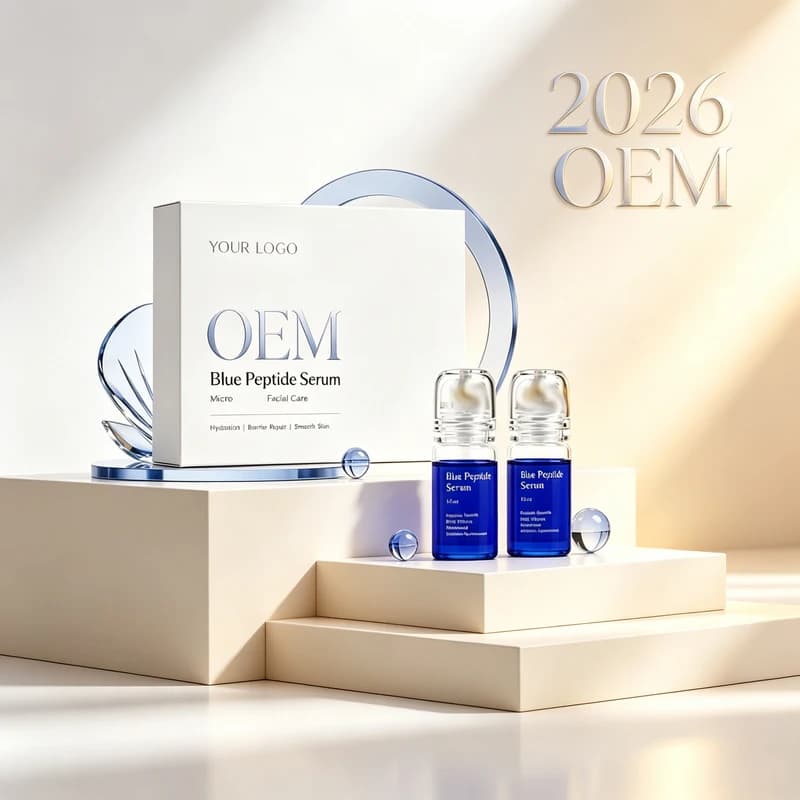 Sérum à l'acide hyaluronique et aux peptides bleus OEM, soin doux pour affiner la peau, hydratation 