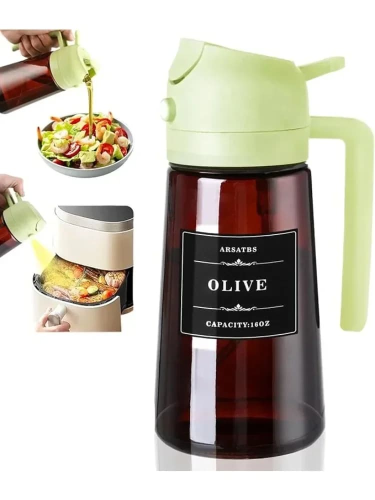 Distributeur et pulvérisateur d'huile en verre 2-en-1 - Bouteille pulvérisatrice d'huile d'olive ant