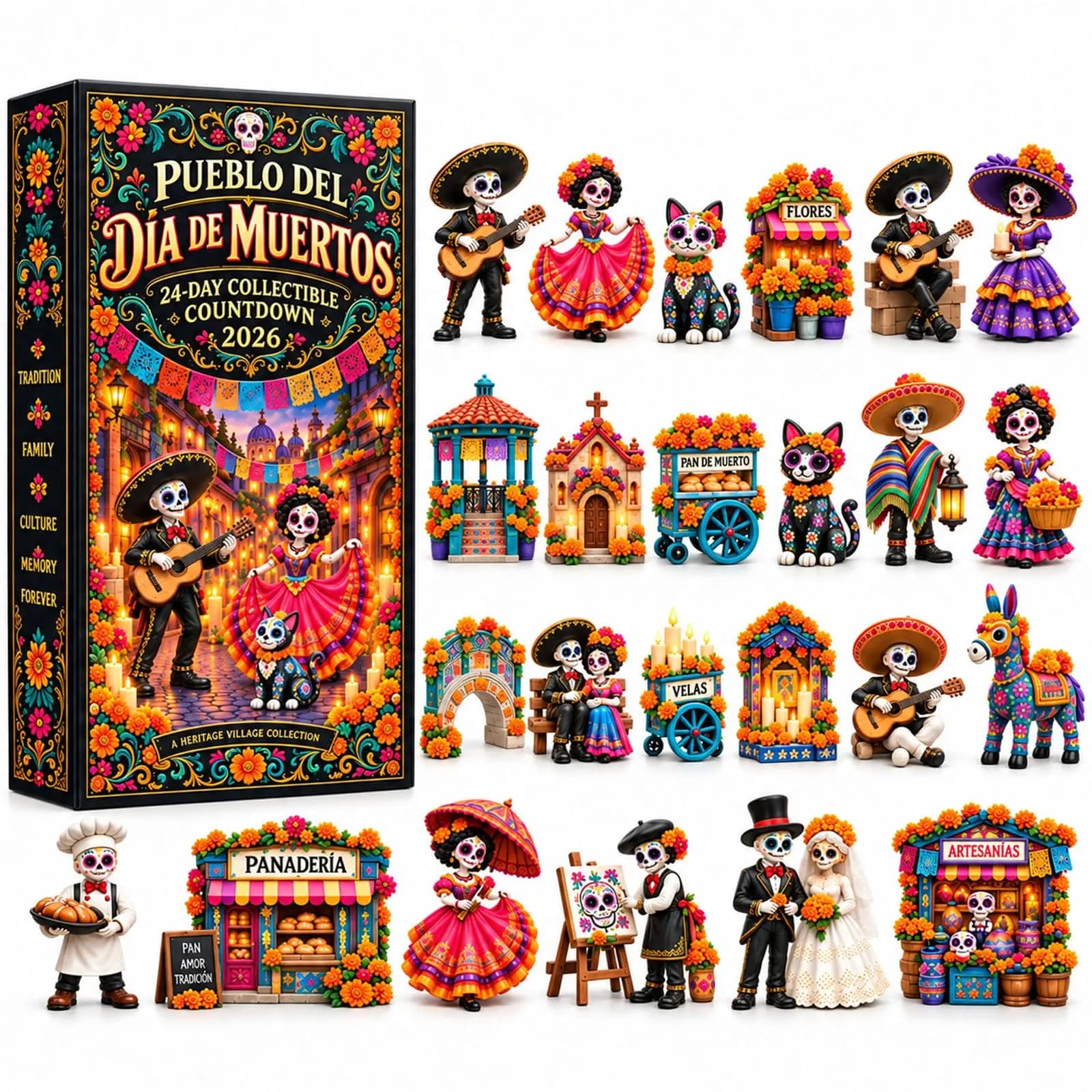 Pueblo del Día de Muertos 2026, calendrier de l'Avent du Jour des Morts, calendrier de compte à rebo