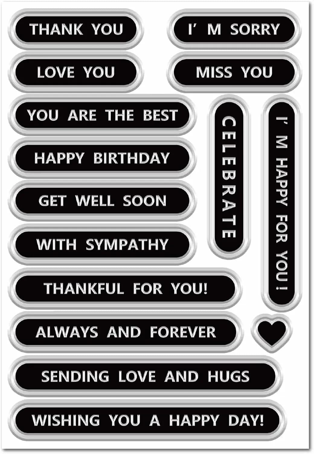 Merci tampon clair Sentiment mots Phrase joyeux anniversaire merci pour vous je suis désolé fond tim
