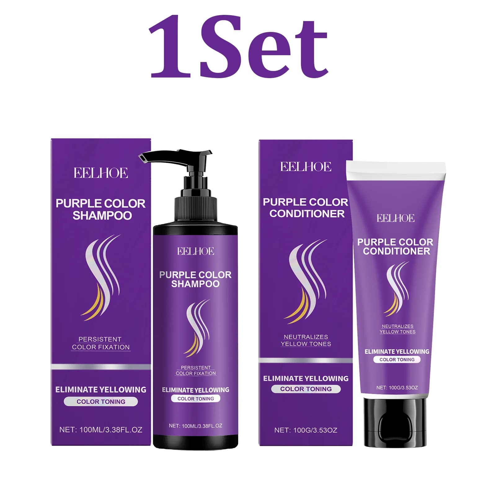 Ensemble shampoing et après-shampoing violet, soin capillaire nourrissant et colorant pour cheveux b
