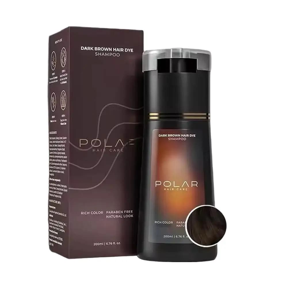 Shampoo colorant capillaire POLRA 3 en 1, 200 ml, à base de plantes, doux, couvre les cheveux gris,