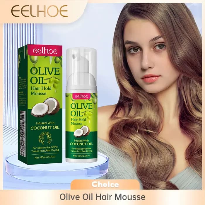 EELHOE Mousse capillaire à l'huile d'olive, soin nourrissant en profondeur, coiffure volumineuse, hy