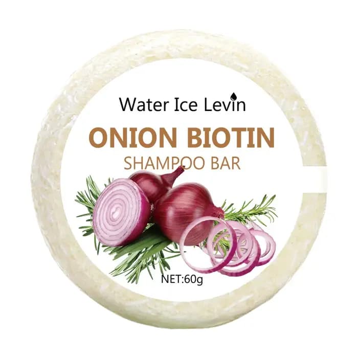 Barre de shampoing à l'oignon et à la biotine 60g - Hydratant et lissant pour tous types de cheveux,