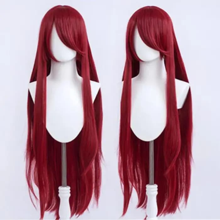 Perruque Uzumaki Kushina rouge vin de 100cm de Long, perruque synthétique à frange complète résistan