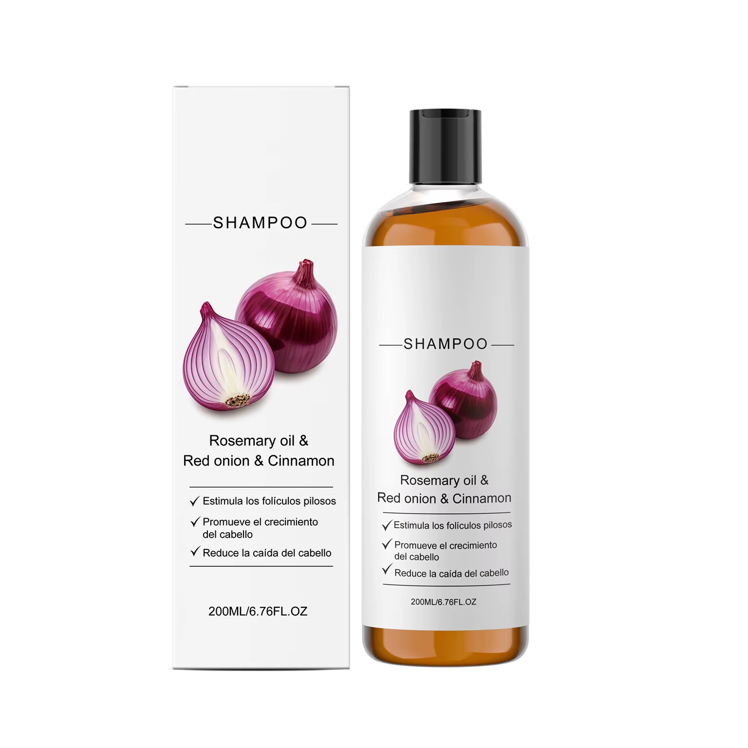 Shampoo à l'huile de romarin et d'oignon rouge pour renforcer les racines des cheveux, réduire la ch