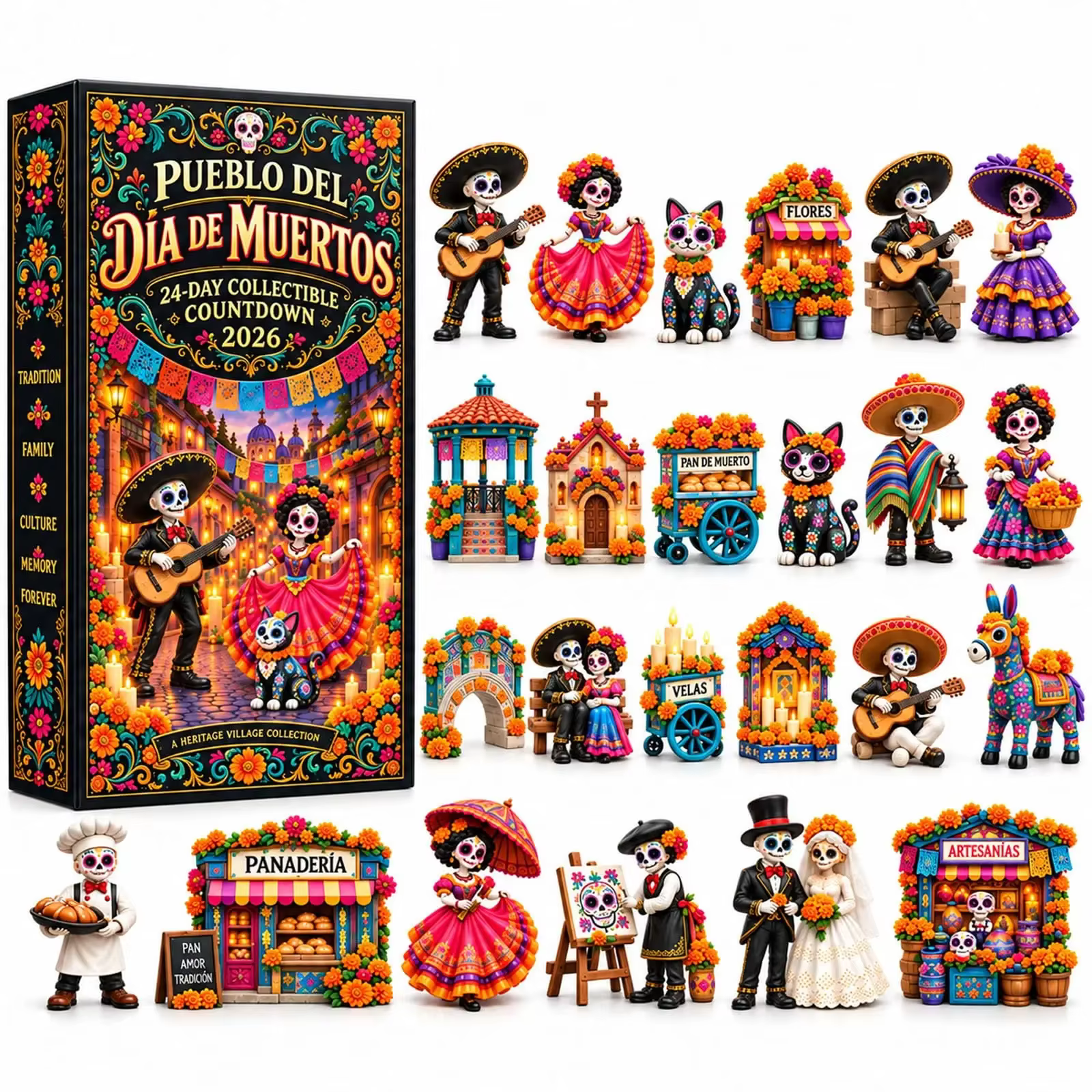 Pueblo del Día de Muertos 2026, calendrier de l'Avent du Jour des Morts, calendrier de compte à rebo