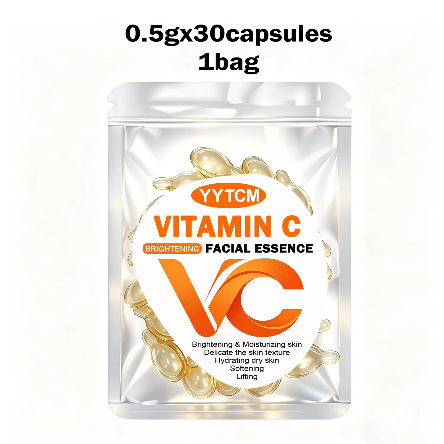Sérum facial à la vitamine C, hydratant et éclaircissant, raffermissant la peau, contient de la vitamine E, du rétinol, de l'acide hyaluronique, sérum de soin du visage, 18 capsules/30 capsules/40 cap
