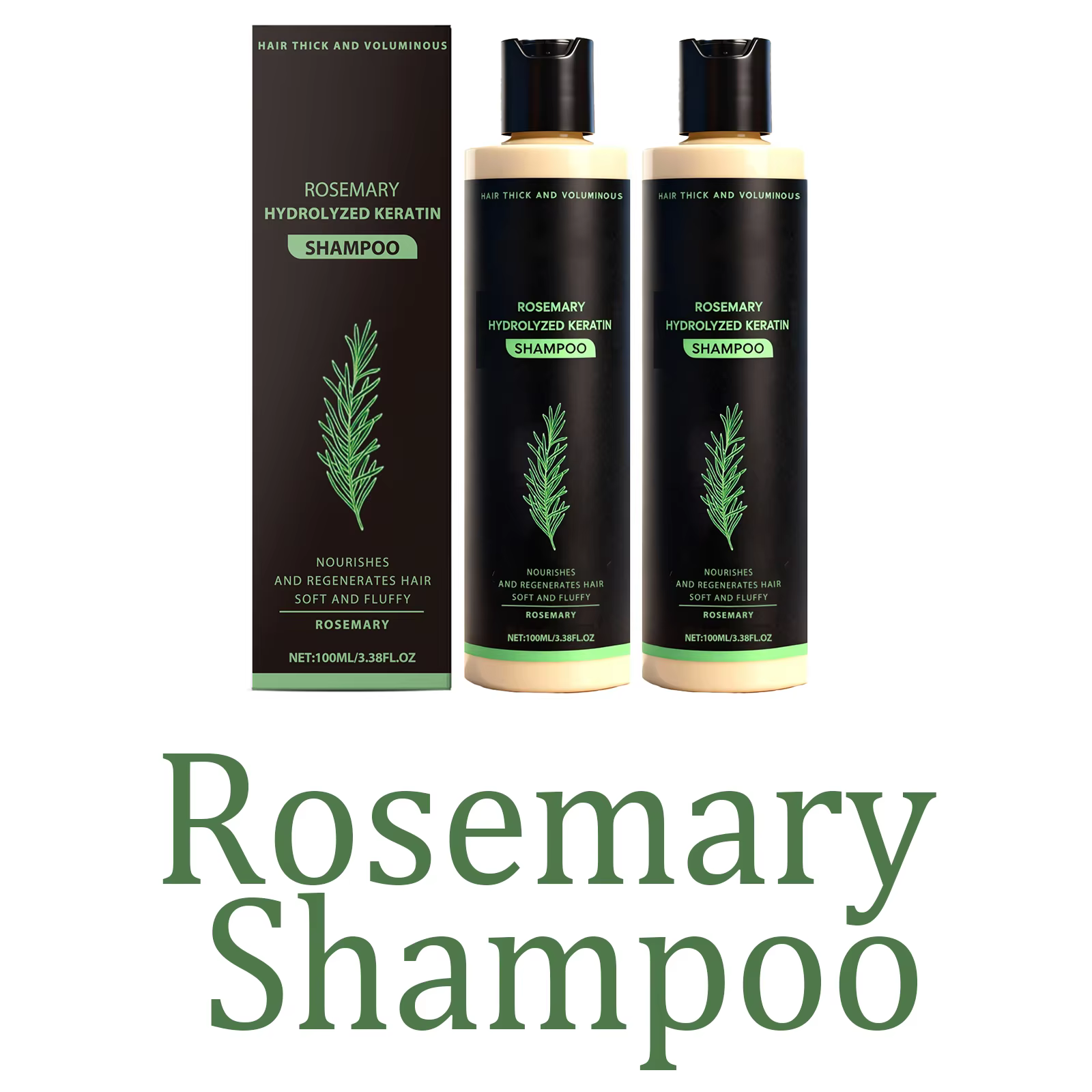 Ensemble de shampooing à la rosemaine, spray capillaire, shampooing aux herbes avec kératine hydrolysée et extrait végétal, soin capillaire rafraîchissant pour usage quotidien