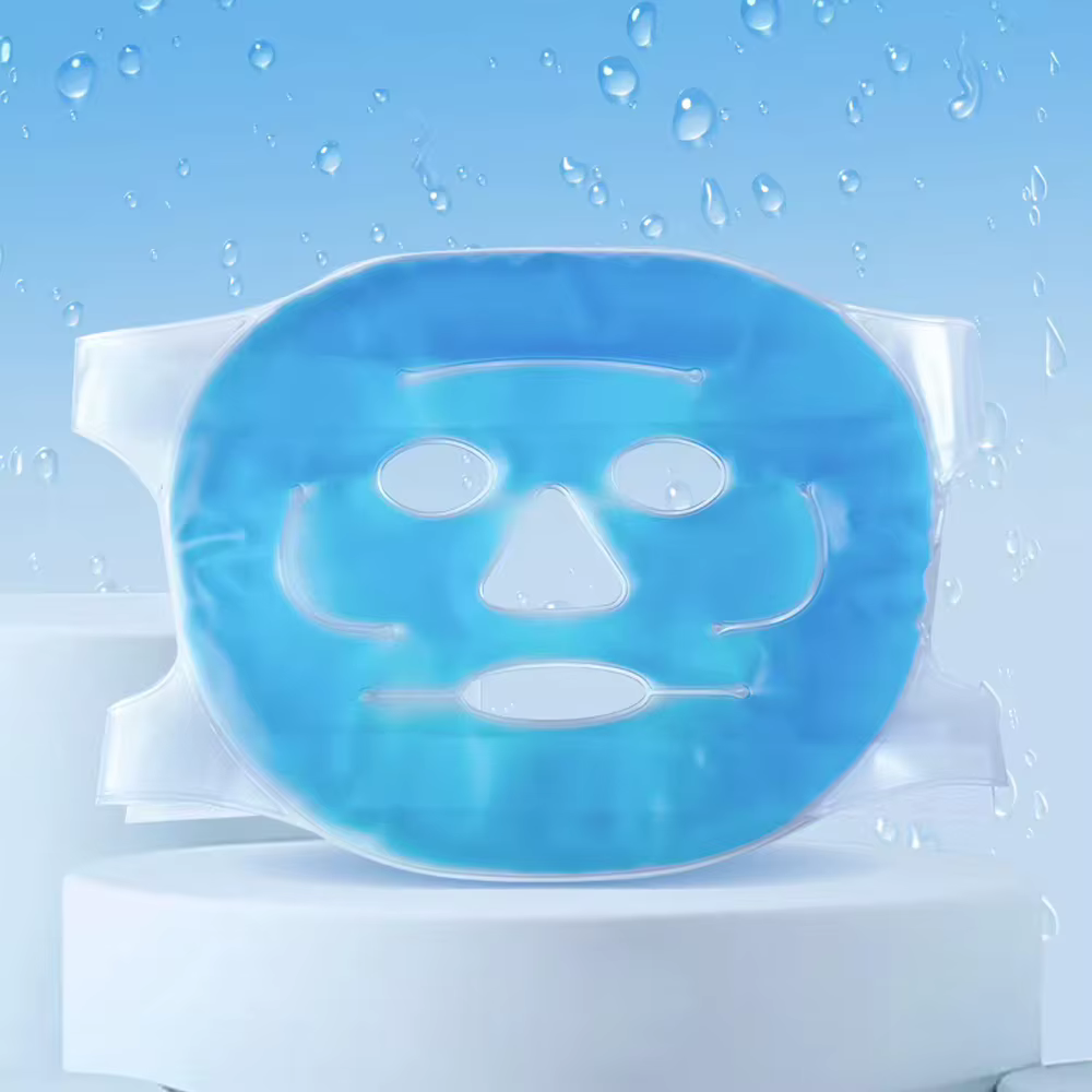 Masque facial en gel pour les gonflements et les migraines, masque oculaire réutilisable pour thérapie chaude et froide, masque de spa raffermissant pour la peau avec réglage ajustable